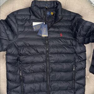 Ralph Lauren Black Puffer Jacket with Red Logo